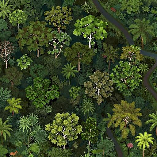 Vector Satellite View of Tropical Rainforest