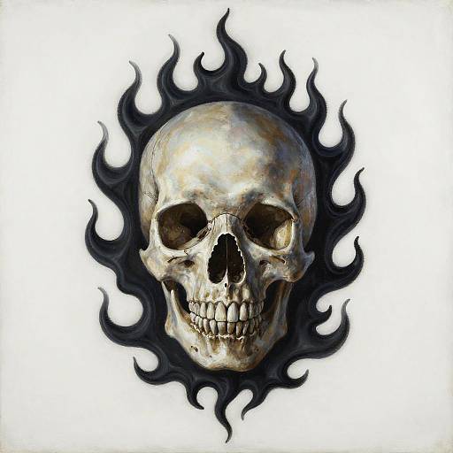Ethereal Skull with Black Flames