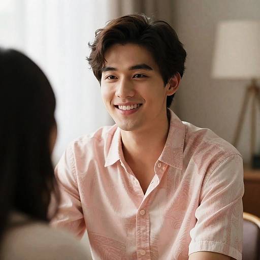 Young Man Smiling Indoors