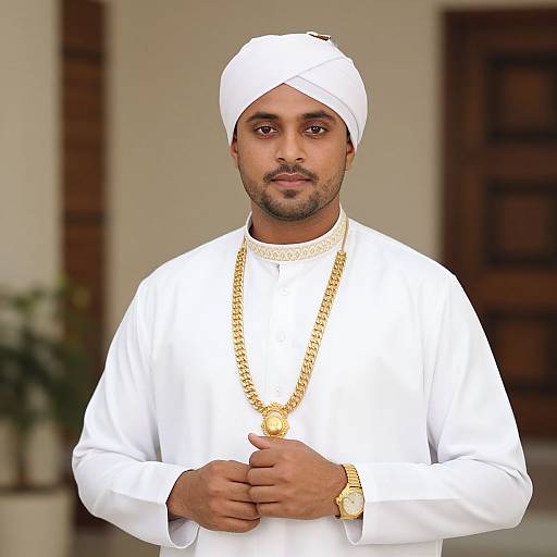 Elegant White Jazz Costume with Turban