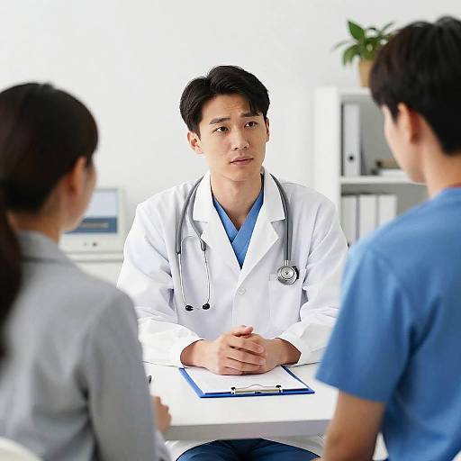 Doctor Consulting Patients with Compassion