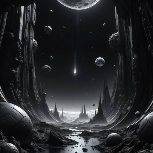 Giger-Inspired Cosmic Landscape in Monochrome Giger-Inspired Cosmic Landscape in Monochrome