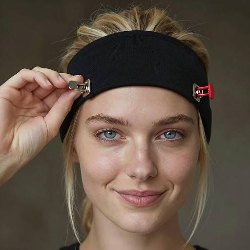 Fair-Skinned Woman Adjusting Headband