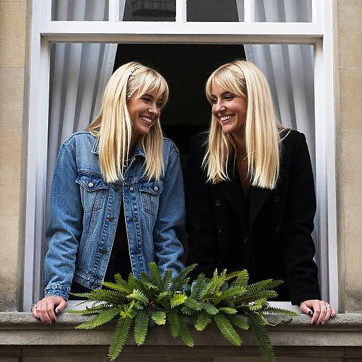 Smiling Blonde Women by a Window