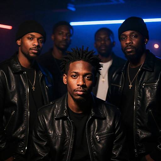 Nightclub Vibes: Five Men in Shadows