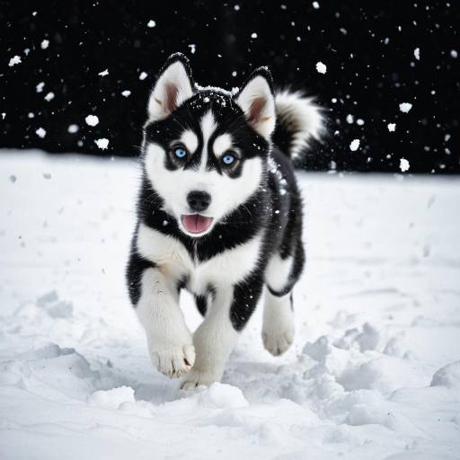 Playful Siberian Husky Puppy in Snow