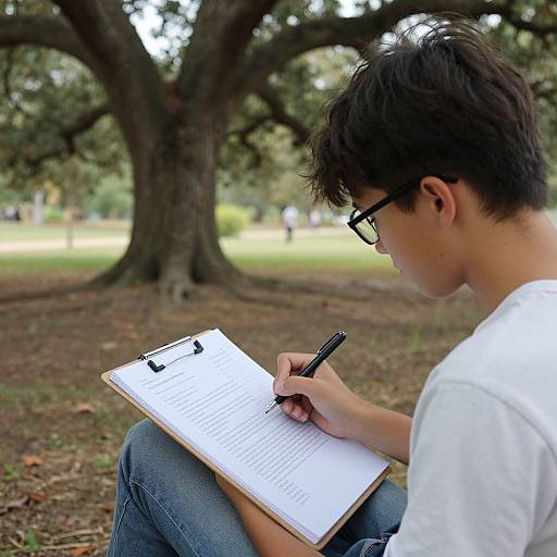 Student Exam Under Oak Tree