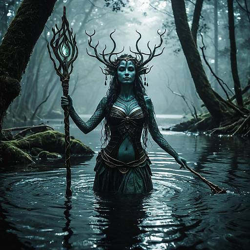 Water Nymph Nyssa in Mystical Forest
