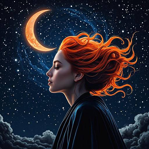 Shadow Priestess Under Starry Sky