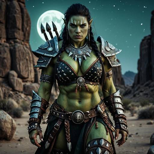 Dramatic Female Orc Warrior in Desert