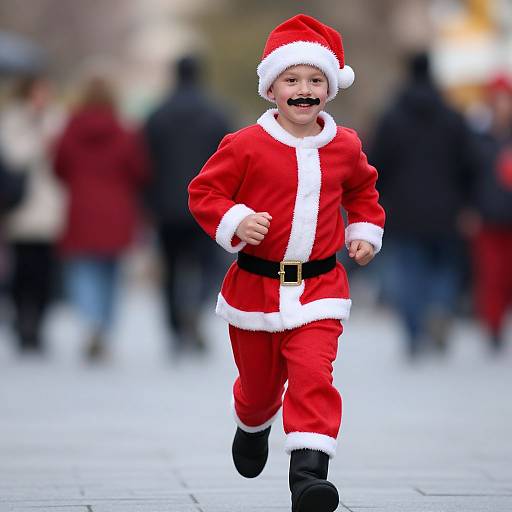Christmas Santa Costume Boy Running