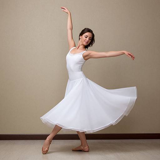 Elegant White Waltz Dance Dress