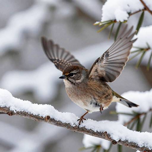 Winter Songbird on Snowy Branch