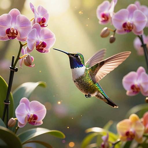 Vivacious Hummingbird in Tropical Garden