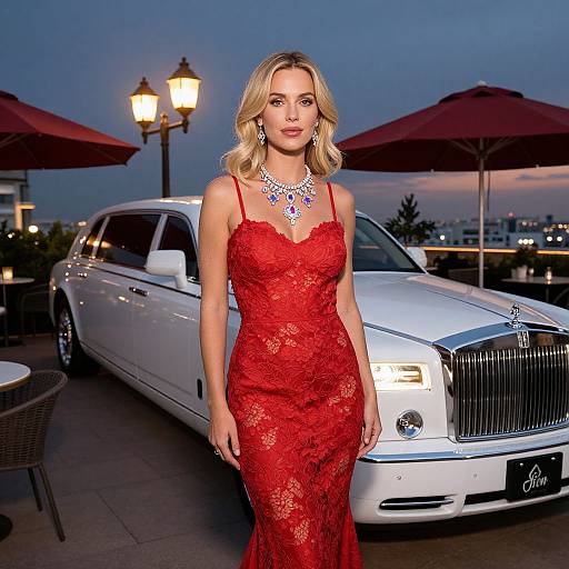 Confident Blonde at Rooftop Bar