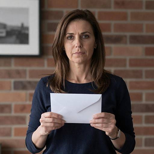 Portrait of a Middle-Aged Woman Holding Envelope