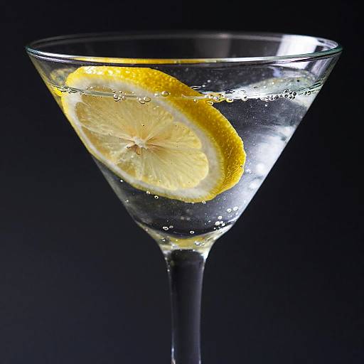 Illuminated Martini Glass with Lemons