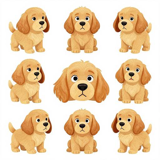 Golden Cocker Spaniel Puppy Illustrations