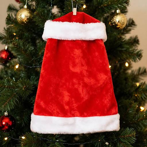 Santa Suit Hanging on Christmas Tree