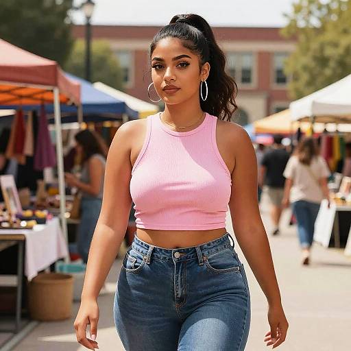 Curvy Woman in Vibrant Streetwear