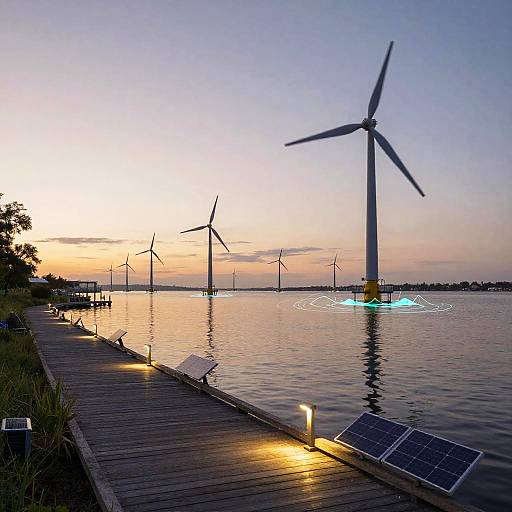 Eco-Friendly Lakeside Community at Sunset