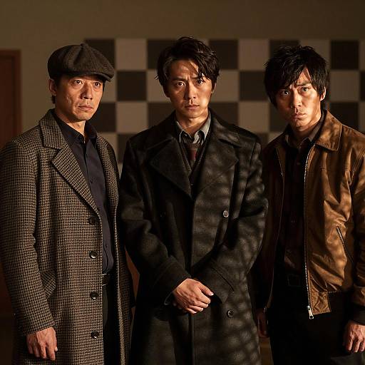 Three Men in a Dimly Lit Room