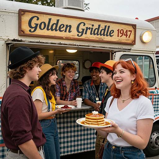 Vintage Festival with Retro Food Truck