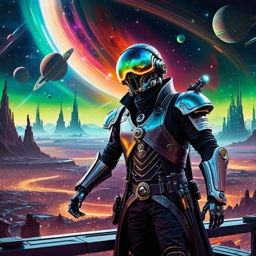 Futuristic Pirate in Alien Marketplace Scene Futuristic Pirate in Alien Marketplace Scene
