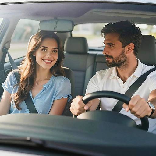 Happy Couple in Car Photograph