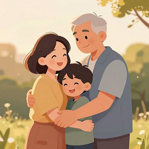 Grandparents Embrace Joyful Grandson