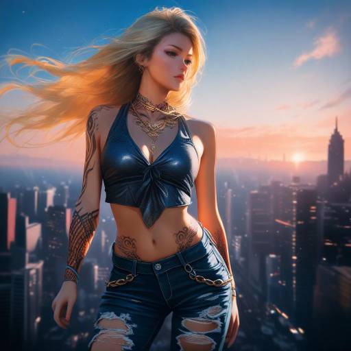 Blonde Girl in Summer Cityscape