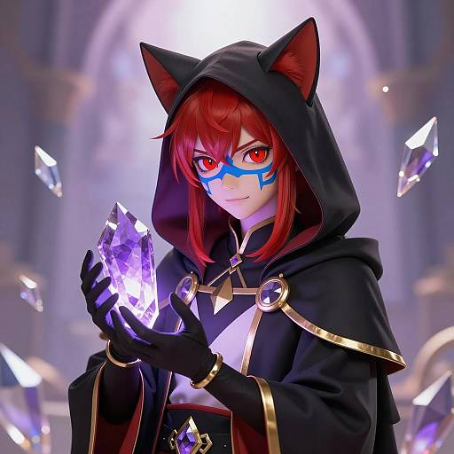 Fantasy Cat Boy in Hooded Robe