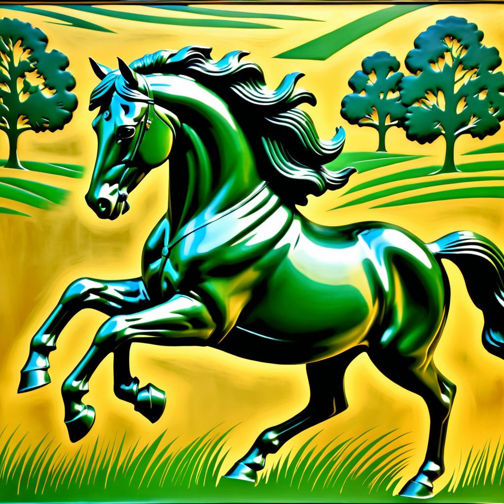 Galloping Horse Sculpture in Vibrant Colors