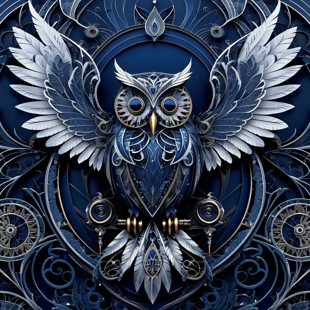 Intricate Gothic Owl with Mechanical Wings