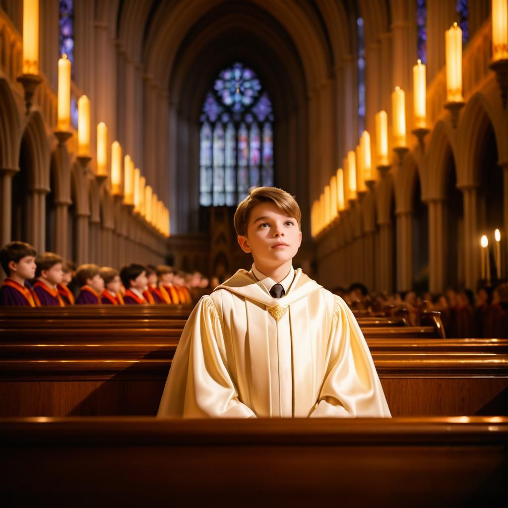 Majestic Cathedral with Singing Choir Boy