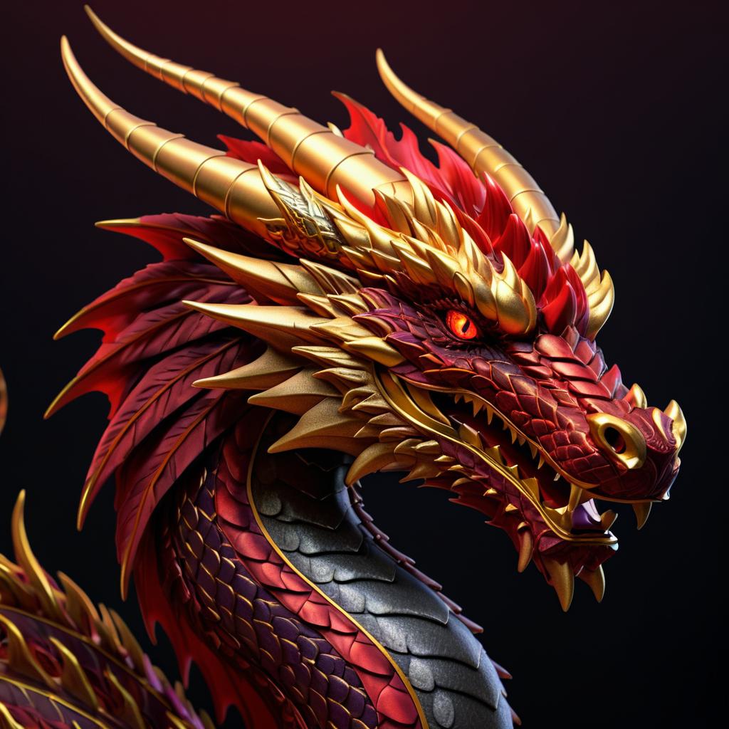 Crimson and Gold Dragon Concept Art