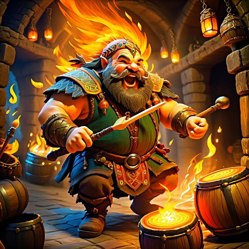 Dwarf Bard's Thunderous Underground Performance