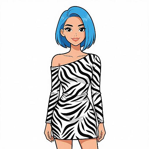 Smiling Woman in Zebra Print Dress