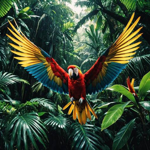 Dynamic Parrots in Tropical Action Scene