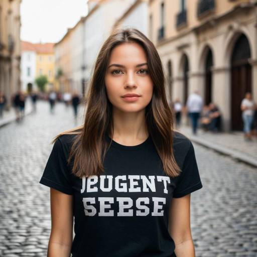 Young Woman on Cobblestone Street