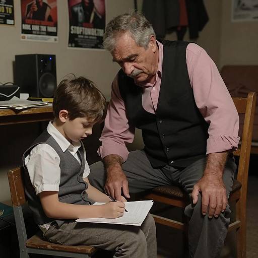 Heartwarming Moment: Man and Boy in Shadows