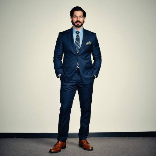 Man in Blue Suit with Brown Shoes
