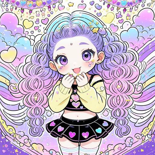 Vibrant Anime Girl with Cotton Candy Hair