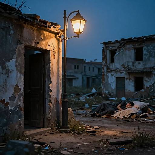 Flickering Streetlamp by Twilight Door