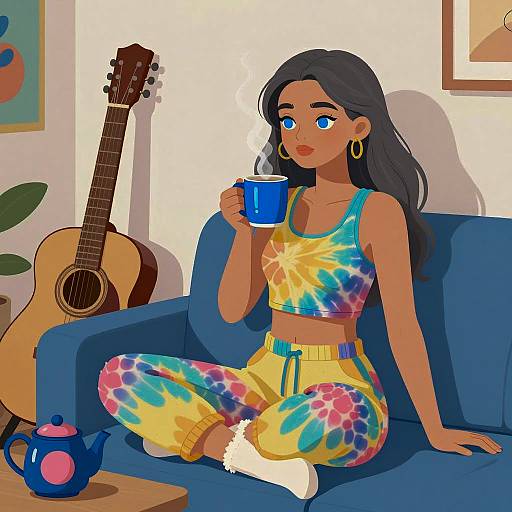 Charming Young Woman in Colorful Setting