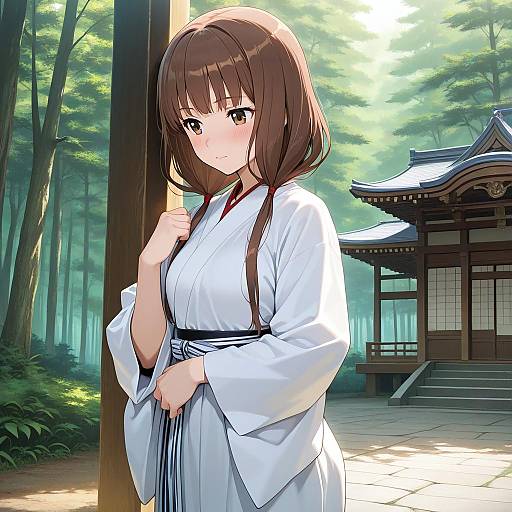 Detailed Anime Girl in Kimono