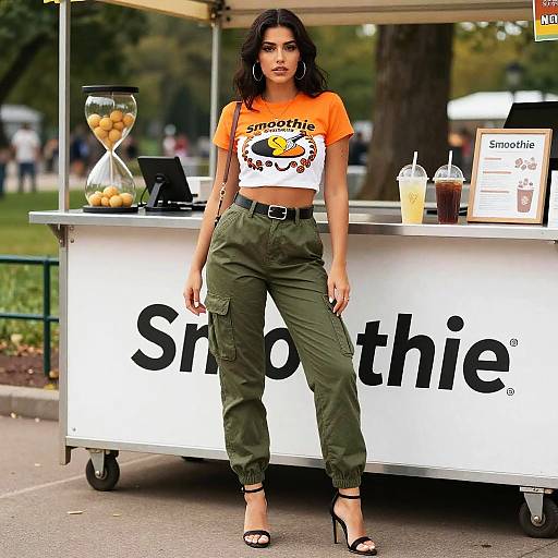 Stylish Hourglass Woman at Park Stand