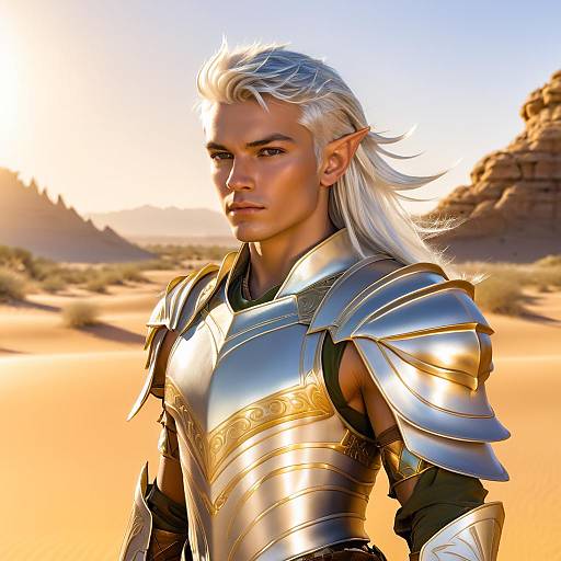 Armored Teenage Elf in Desert