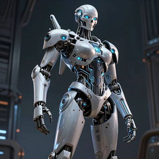 Towering Cyborg with Skeletal Face