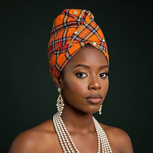 Elegant Guadeloupean Woman in Tartan